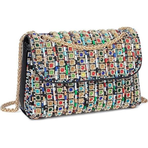 Sparkly Rhinestones Clutch Purses Crossbody Bag with Chain for Wedding Party - Picture 11 of 11